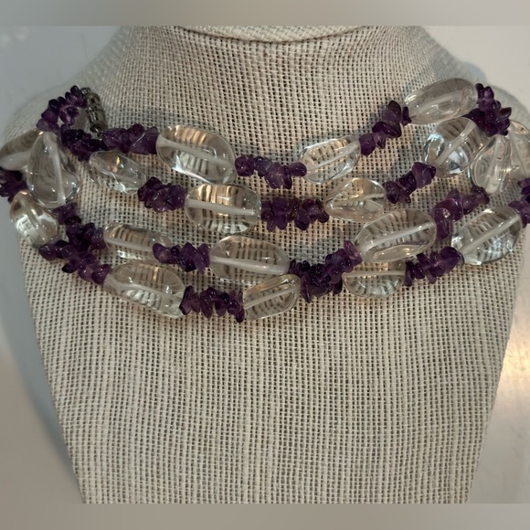 Amethyst and crystal necklace - Picture 4 of 4